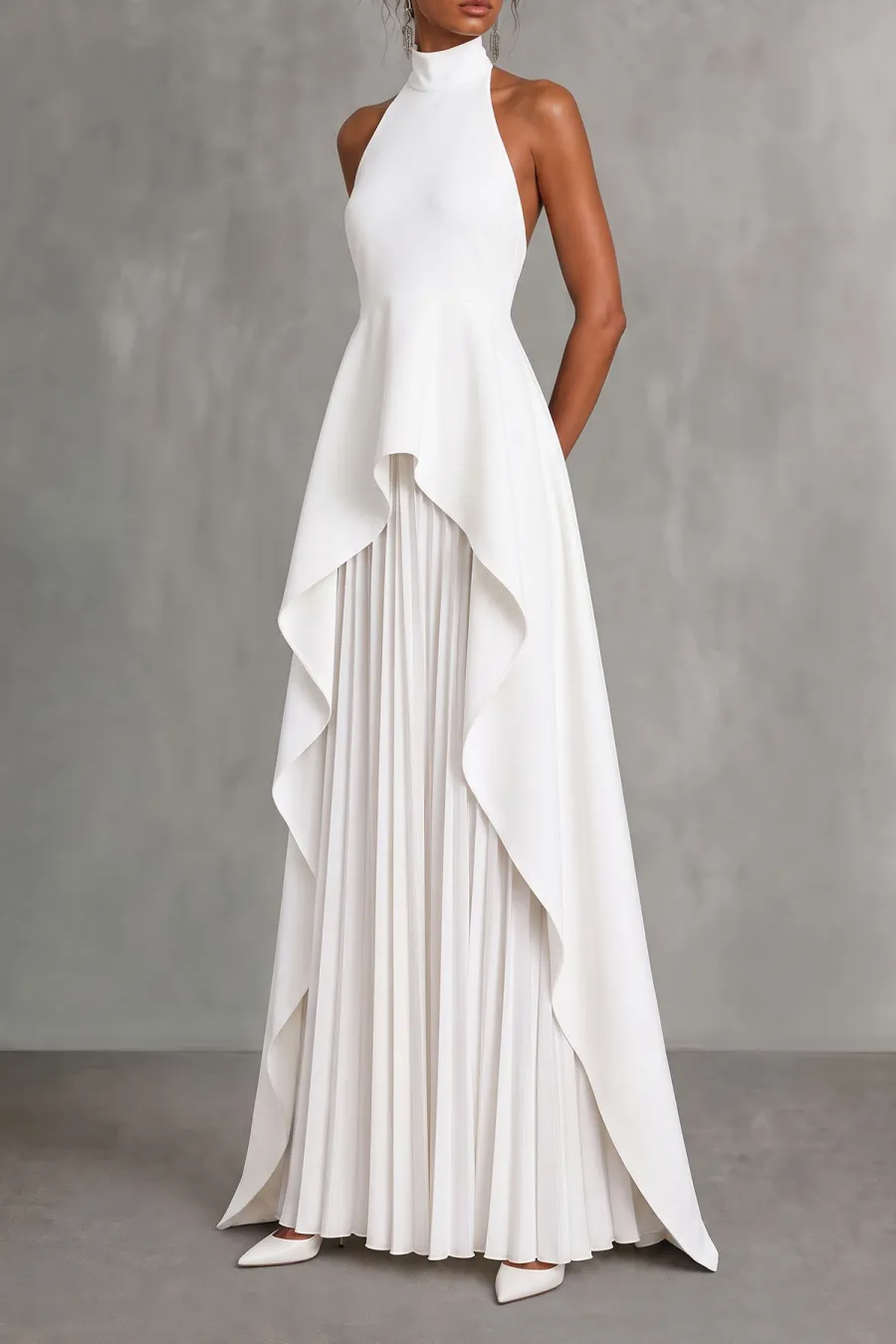 High Neck Asymmetrical Matching Skirt Set