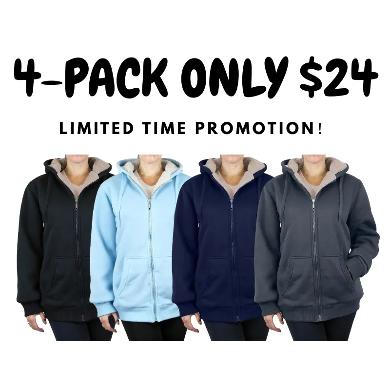 Women's Regular Fit Heavyweight Sherpa Fleece Lined Hoodies