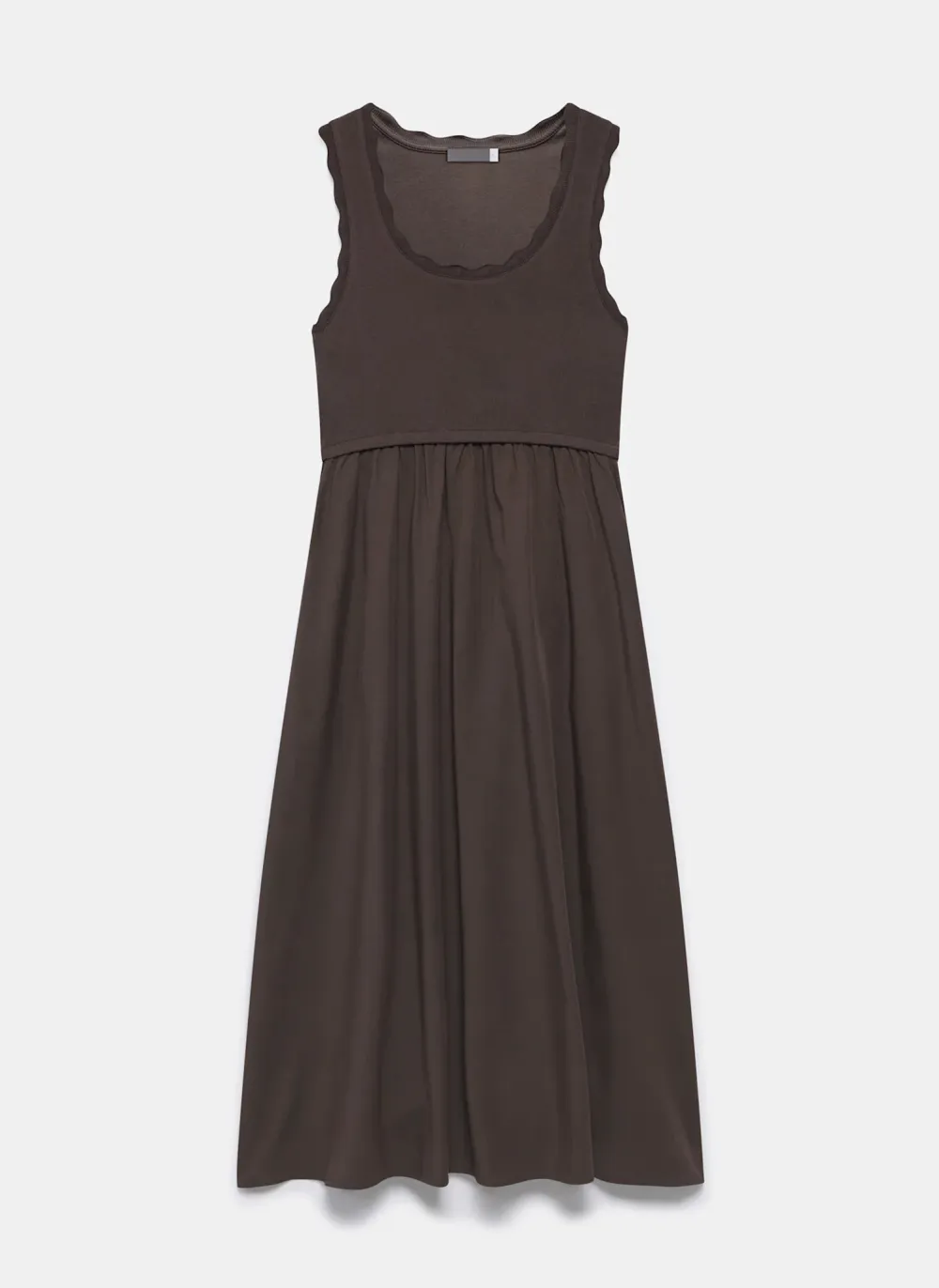 Casual Style Sleeveless Scallop Midi Dress