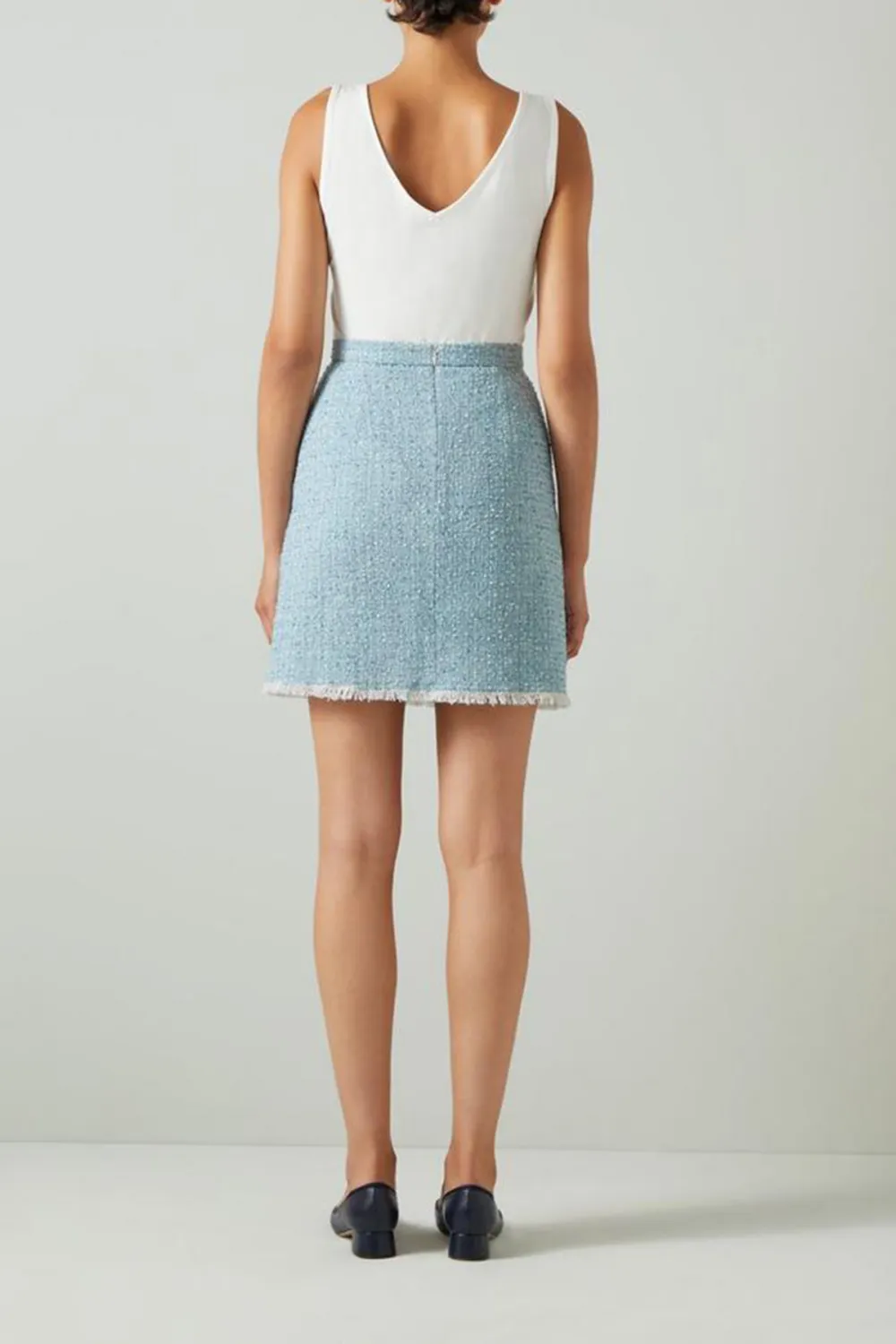 Light Blue Tweed Mini Skirt