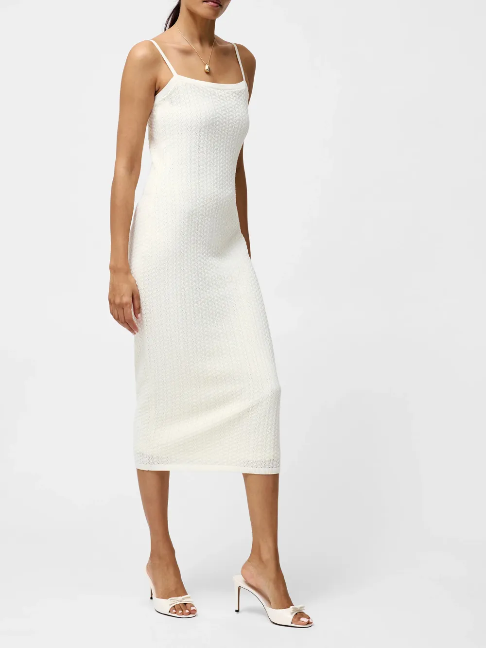Simple Solid White Square Neck Dress