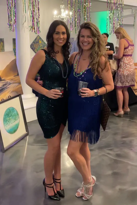 Get in the Groove Navy Blue Sequin Fringe Bodycon Dress