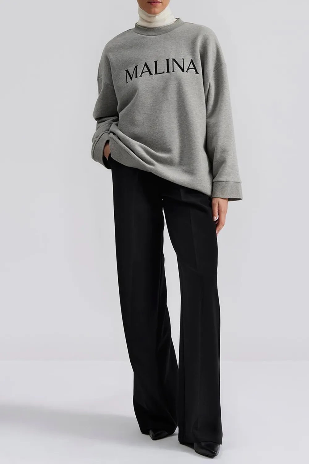 Embroidered College Style Crew Neck Sweater