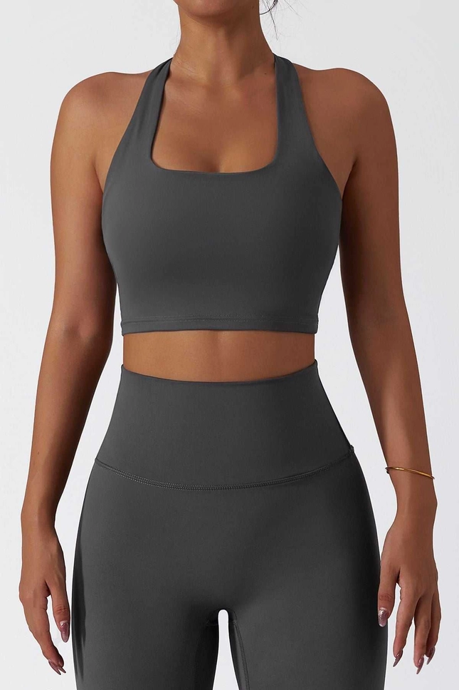 Halter Neck Backless Sports Bra