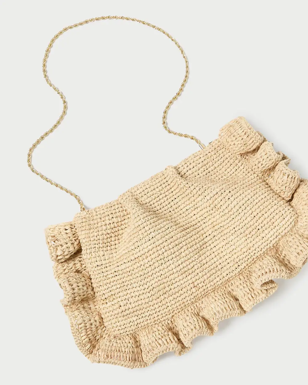 Ruffle Trim Textured Carryall Bag