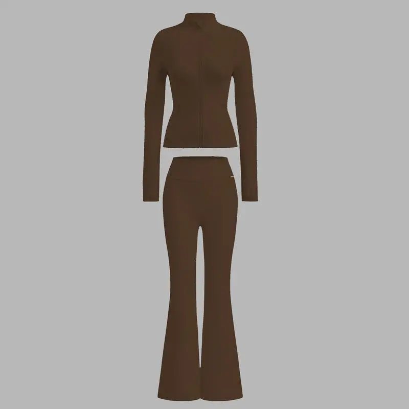2PCS Slim-It BBL Jacket and Flare Leggings Daily Set