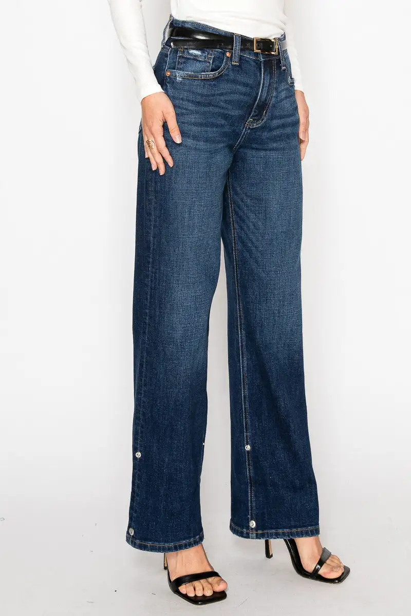 High Rise Straight Leg Relaxed Denim Jeans