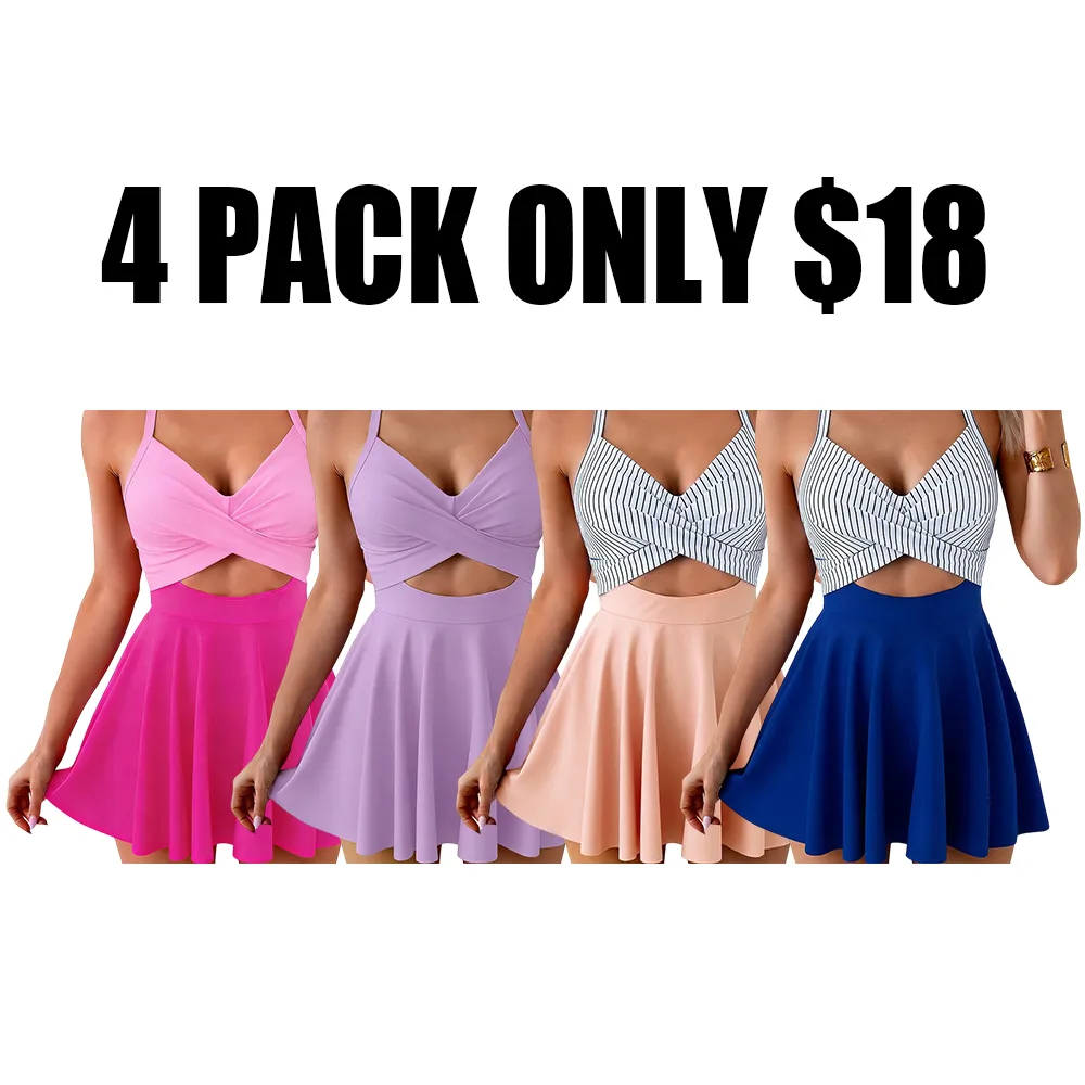 Women's Cutout V-Neck One-Piece Swimsuit-🔥8-Pack - All Colors Included