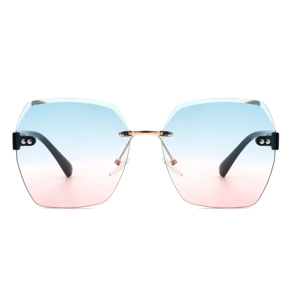 Rhinestone Square Rimless Frame Sunglasses