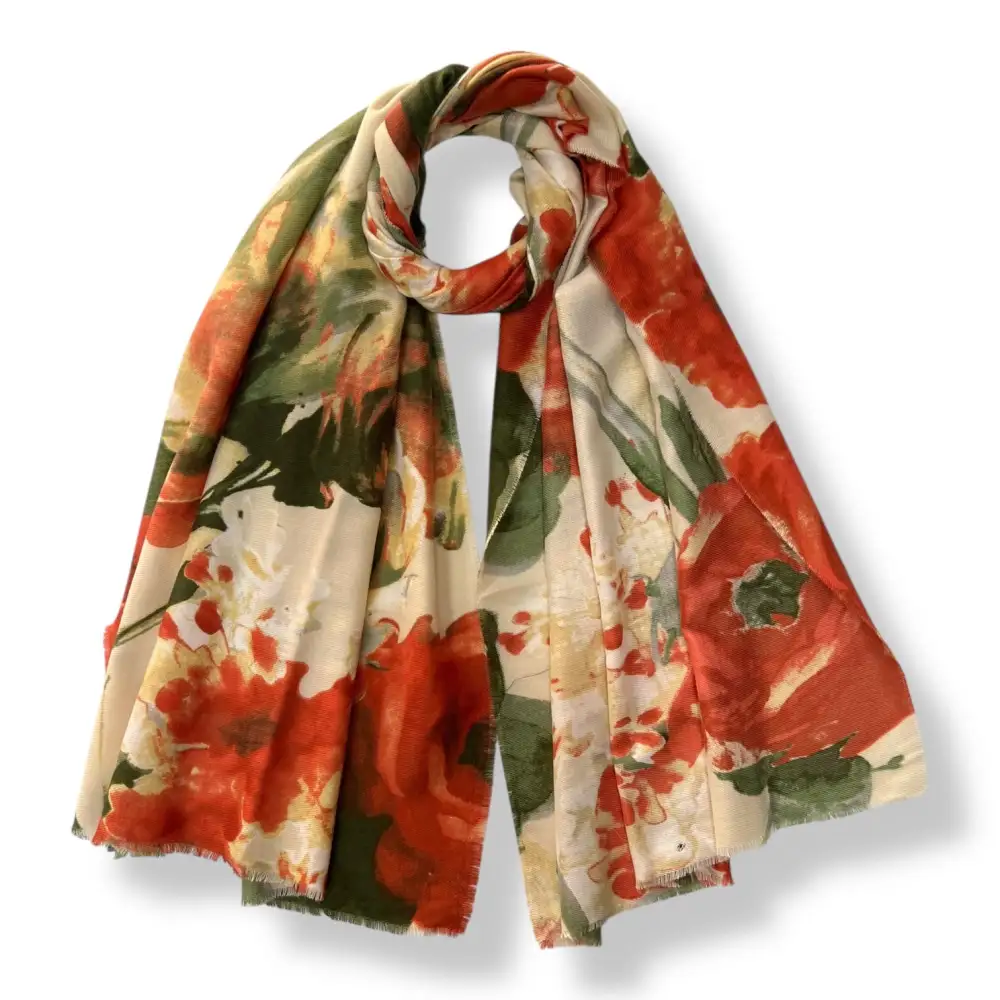 Autumn Bloom Watercolor Floral Scarf