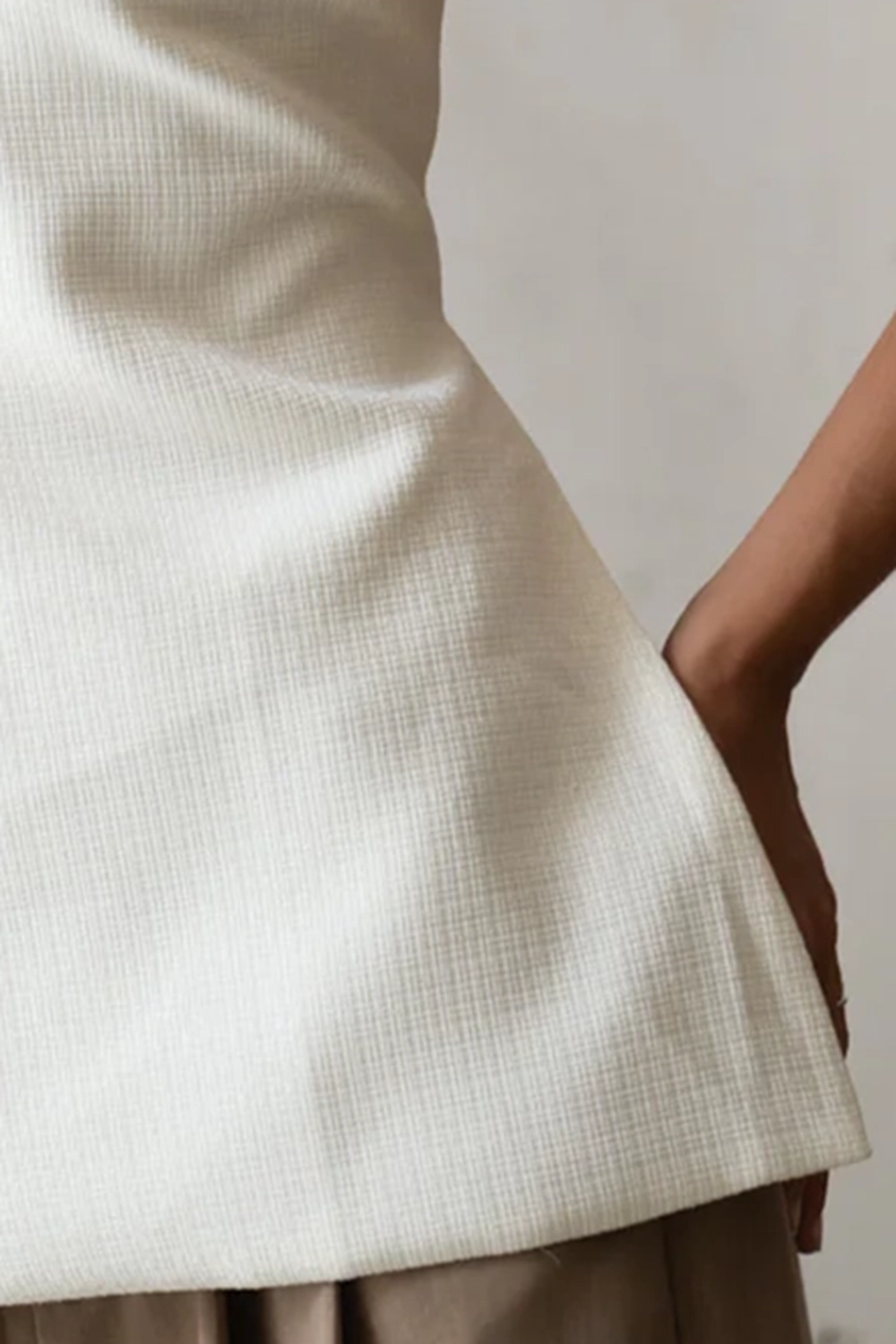 Cream Strapless Tunic Top