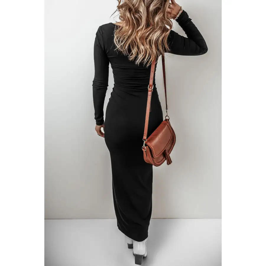 Relaxed Square Neck Long Sleeve Maxi Dress