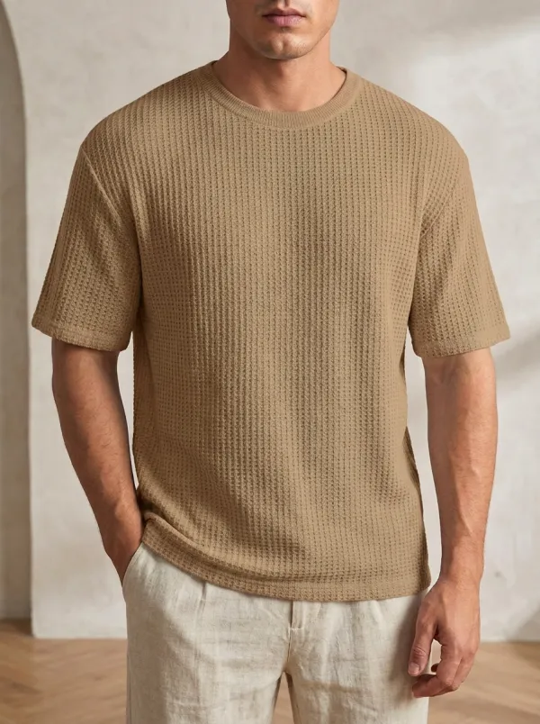 Men's Relaxed Weekend-Ready Waffle Knit T-Shirt