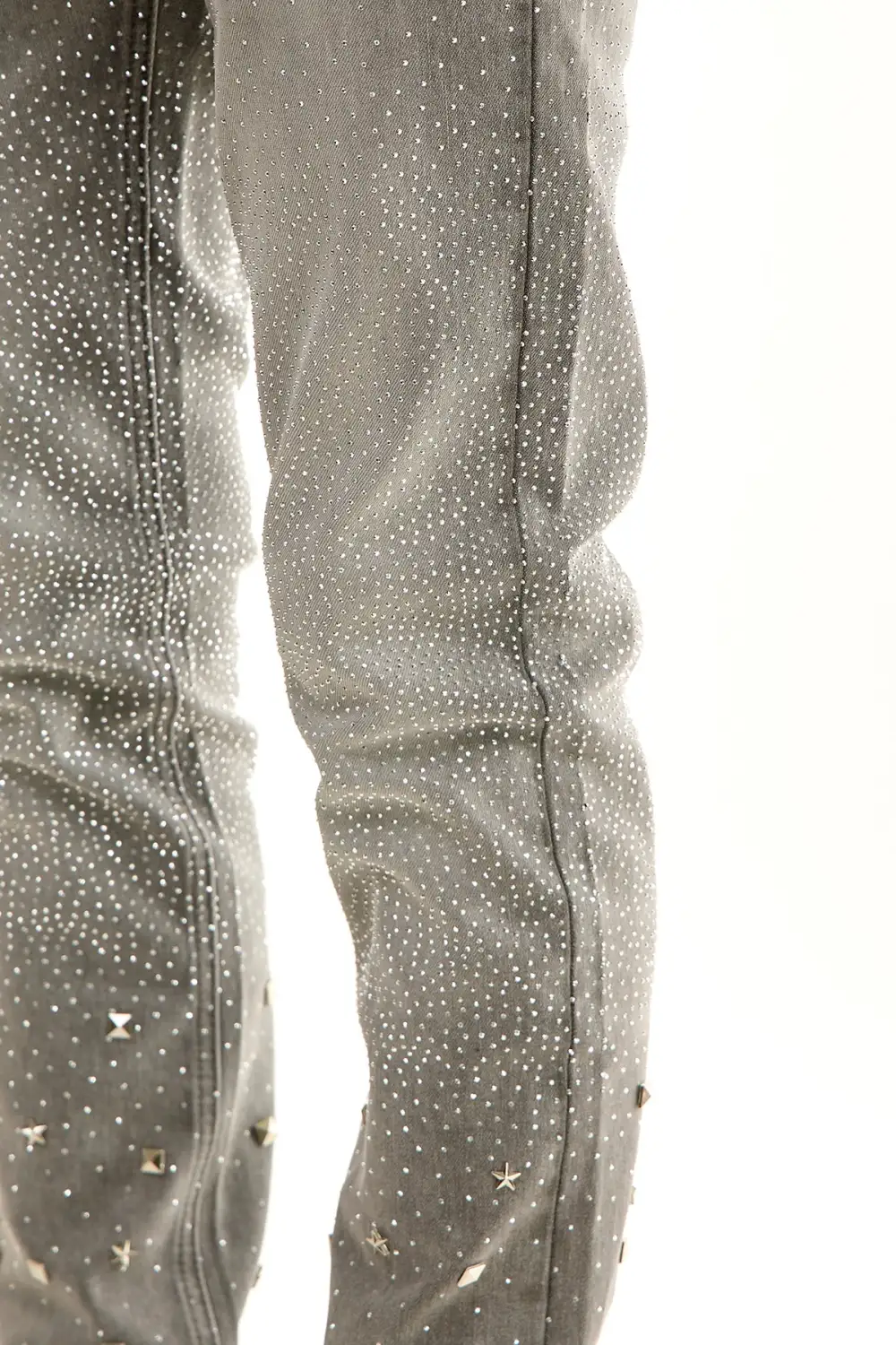Men's Embellished Skinny Zip Detail Jeans