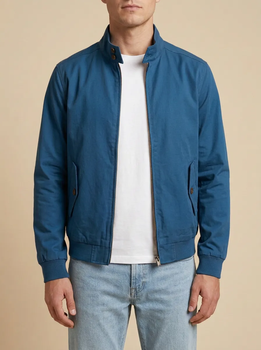 Solid Color Zip Harrington Jacket