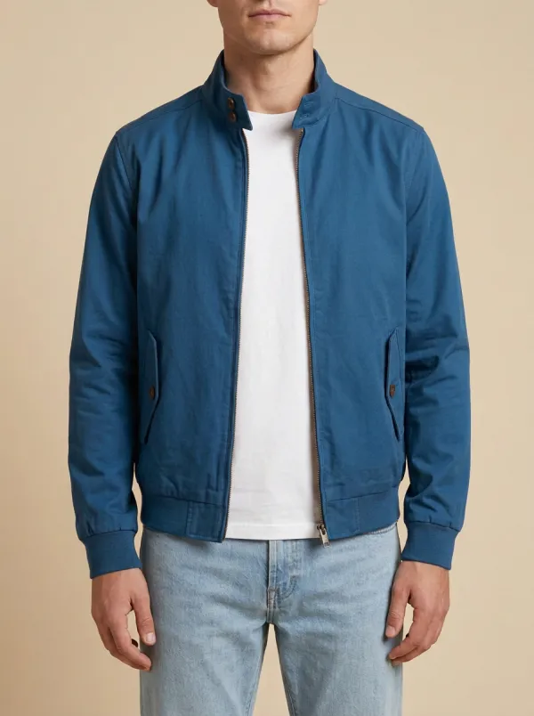 Solid Color Zip Harrington Jacket
