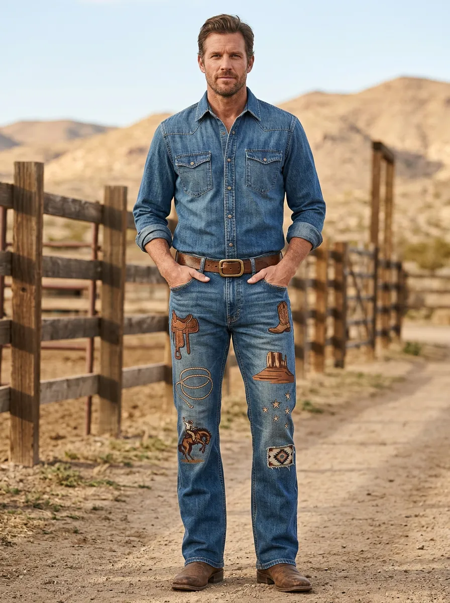 Men's Heritage Inspired Western Cowboy Rodeo Jeans