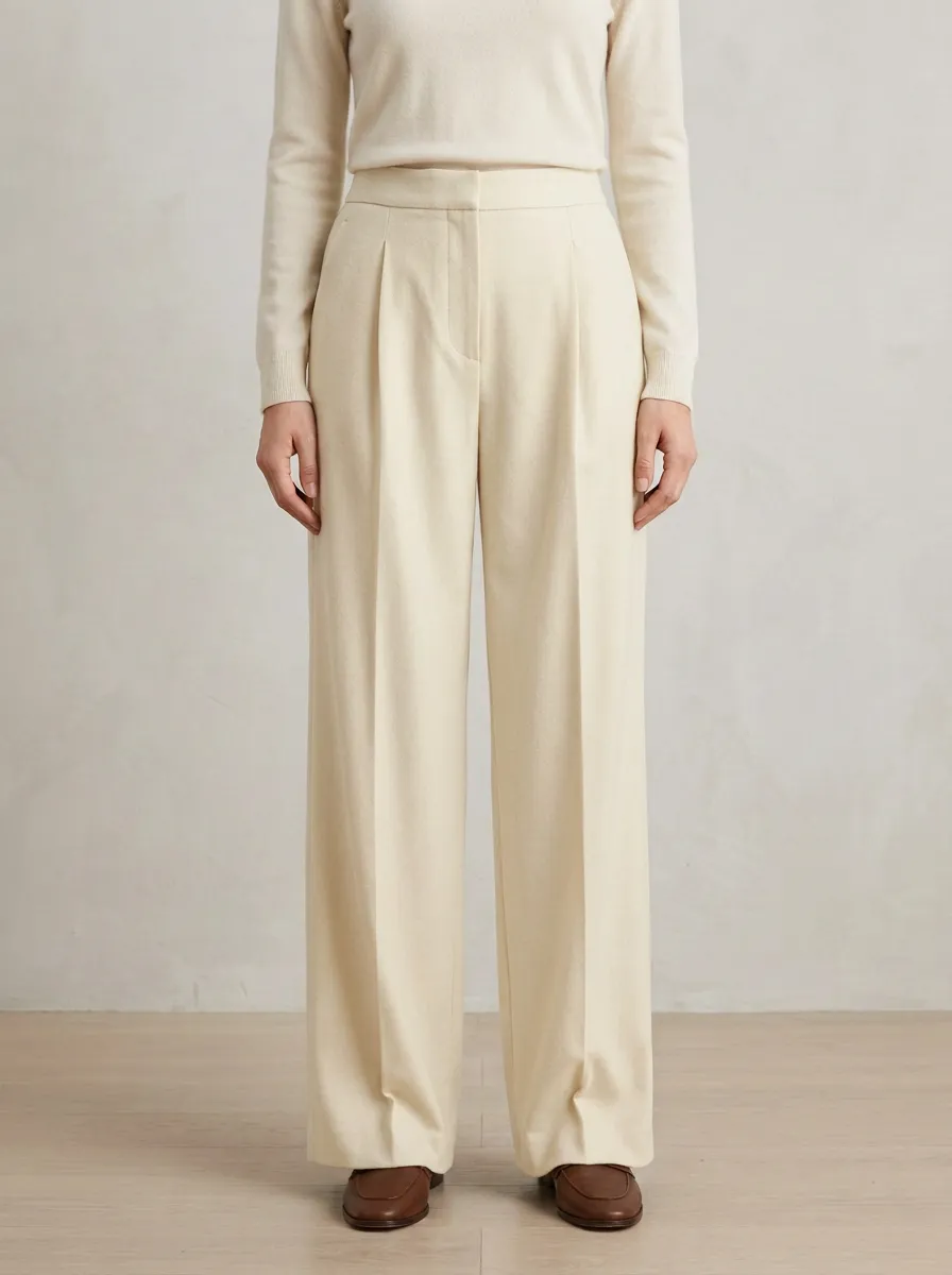 Tailored Detail Pleated Wide-Leg Trousers