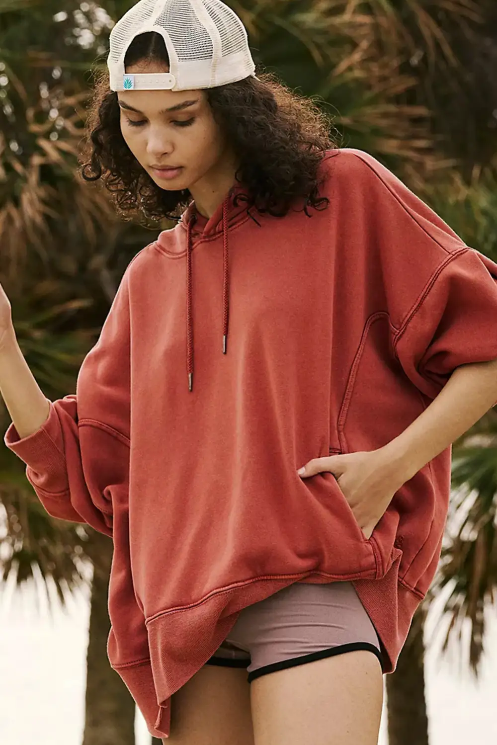 Drop Shoulder Pocketed Relaxed Drawstring Hoodie