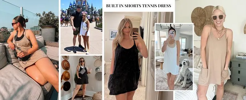 Women's Sleeveless Athletic Dress with Built-In Shorts