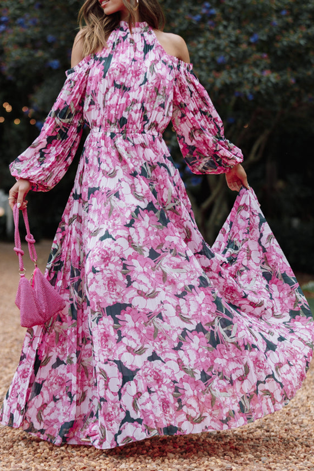 OFF-THE-SHOULDER TRUMPET SLEEVE DRESS