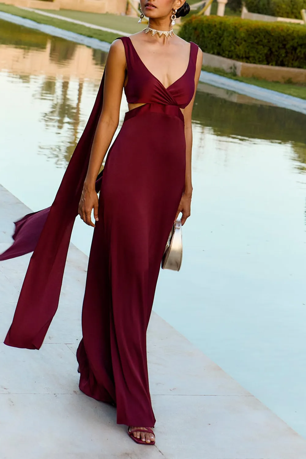Solid Backless Dress