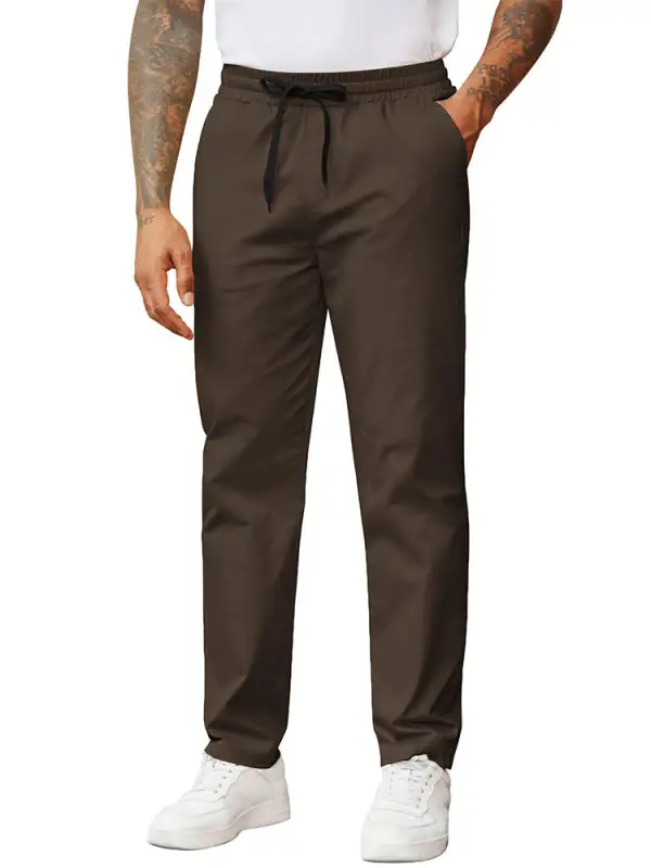 Casual Straight Leg Drawstring Chino Pants