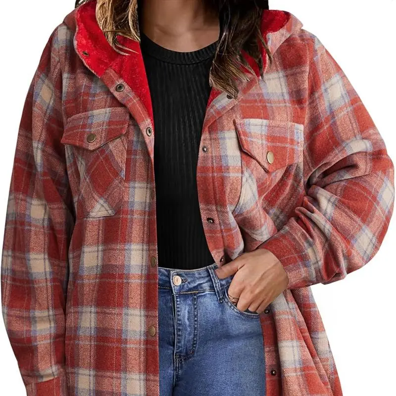 Plus Size Women Flannel Plaid Shacket Jacket Cozy Warmth, Effortless Style – Made for Every Body