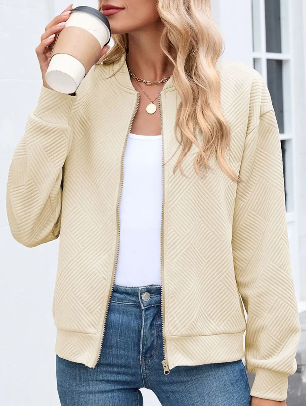 Crew Neck Zipper Loose Long Sleeve Sweatshirt
