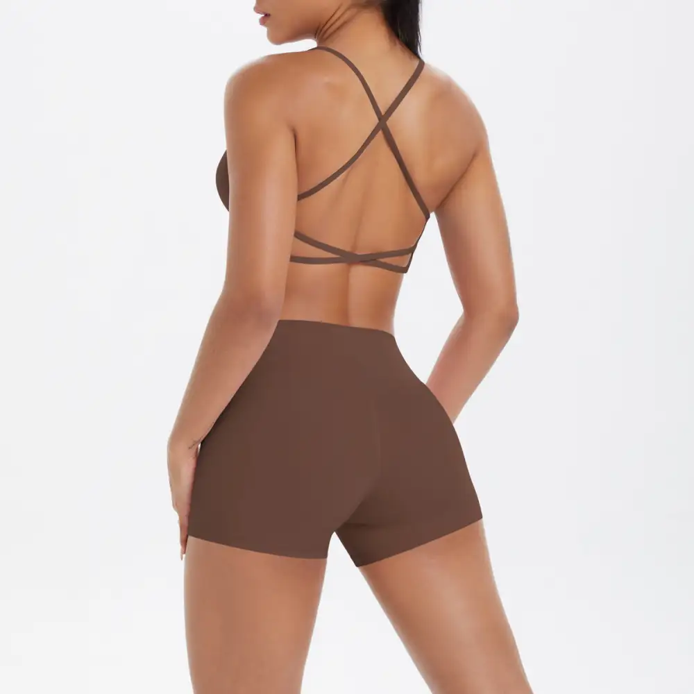 Backless Sleeveless Two-Piece Top and Shorts Active Set