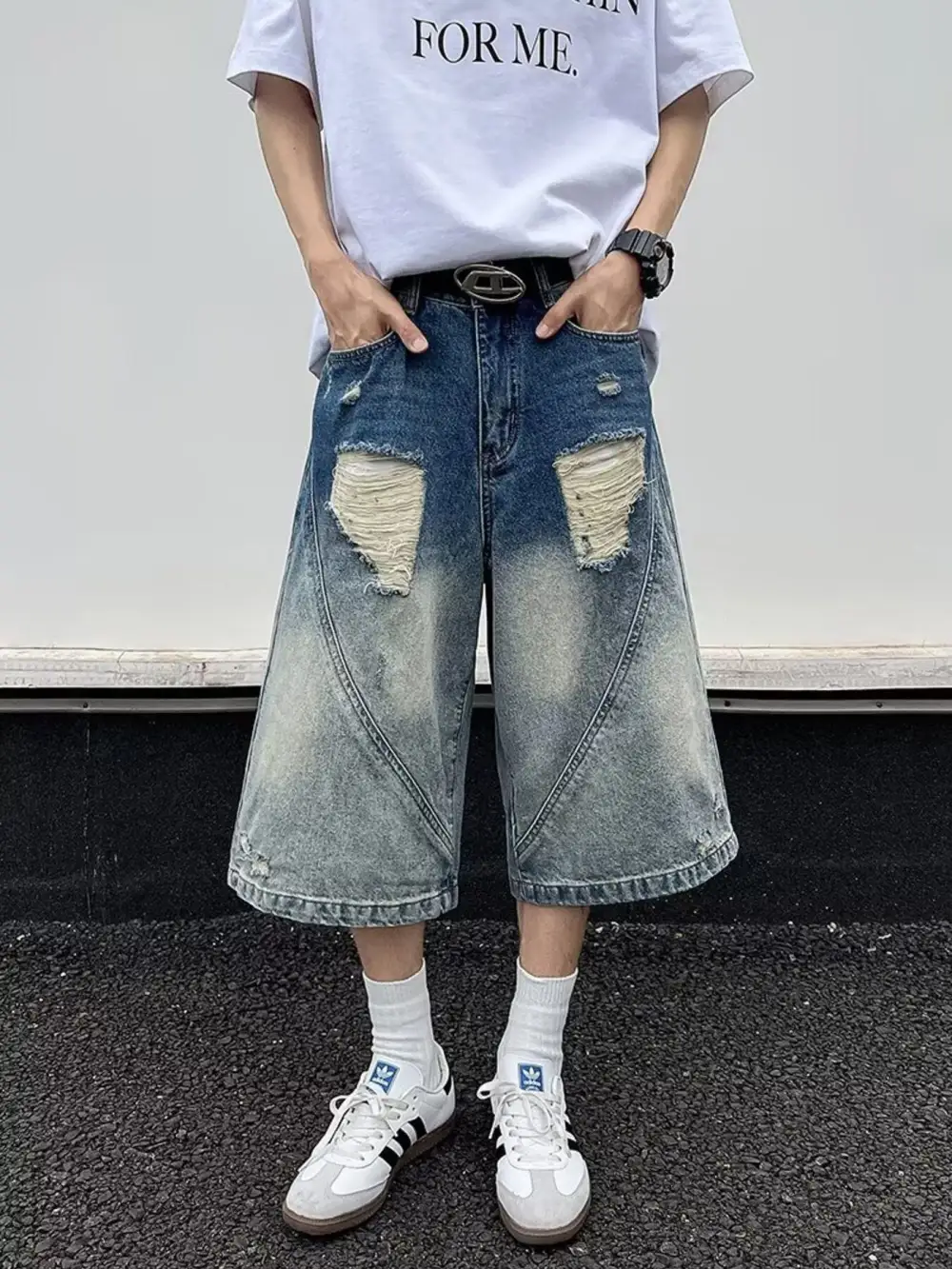 Men's Full Size Wide Leg Denim Shorts Plus