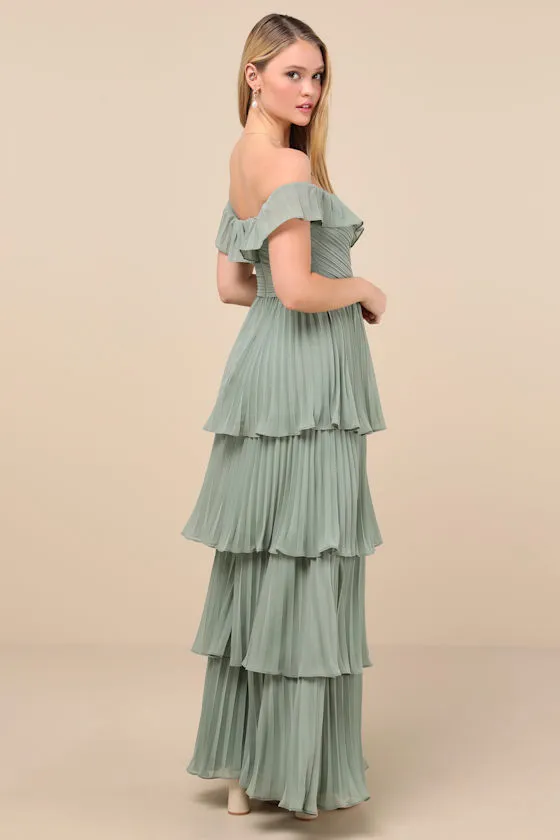 Always Remarkable Light Blue Floral Off-the-Shoulder Maxi Dress