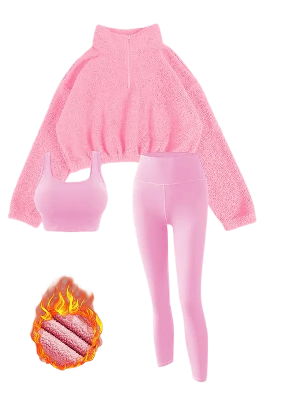 Women's Solid Thermal Lined Tracksuit Set