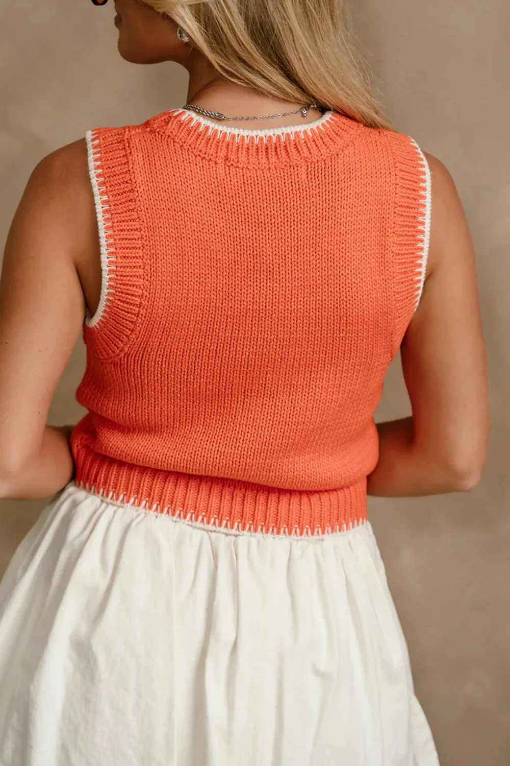 Contrast Color Cropped Vest