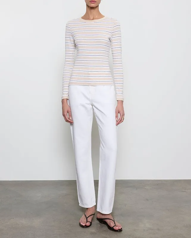 Stripe Classic L/S Tee Wheat/white Stripe