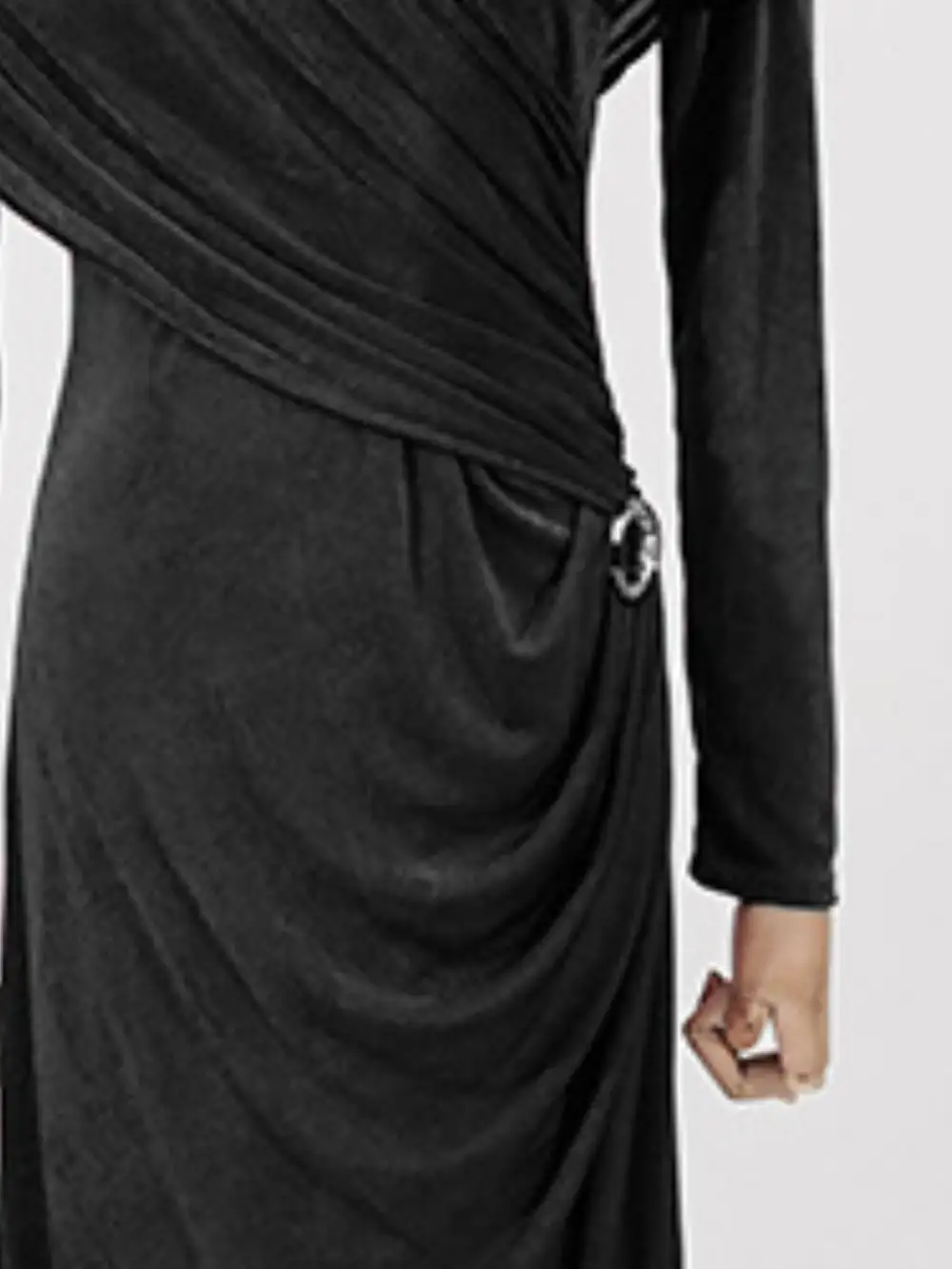 Comfort Fit Ruched Long Sleeve Maxi Dress