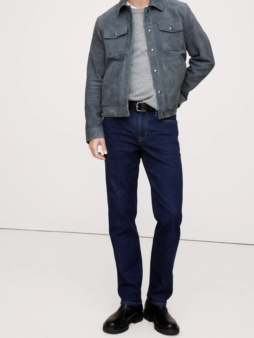 Men's Medium Dark Wash  Straight Soft Cotton Jeans