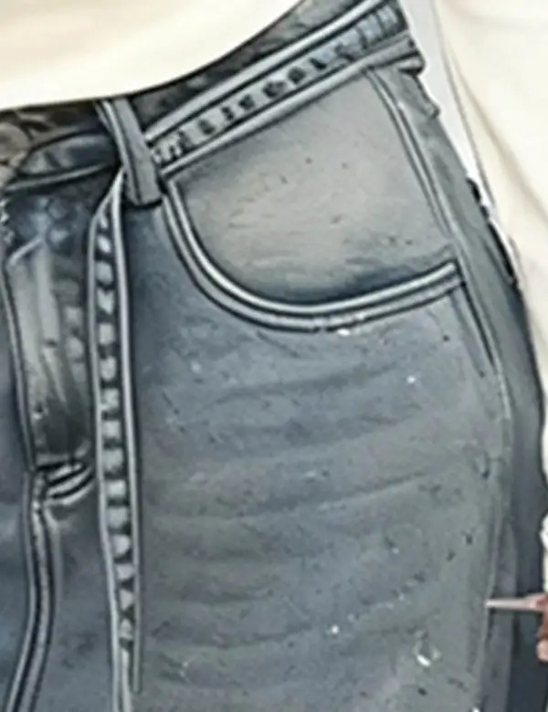 Vintage Rhinestone Jeans Fleece Lining Denim Pants