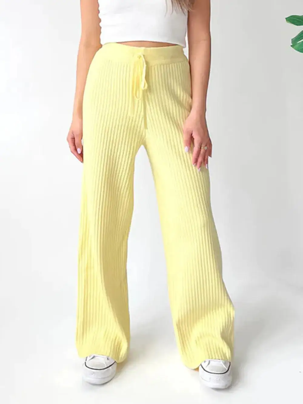 Wide Leg Ribbed Pants
