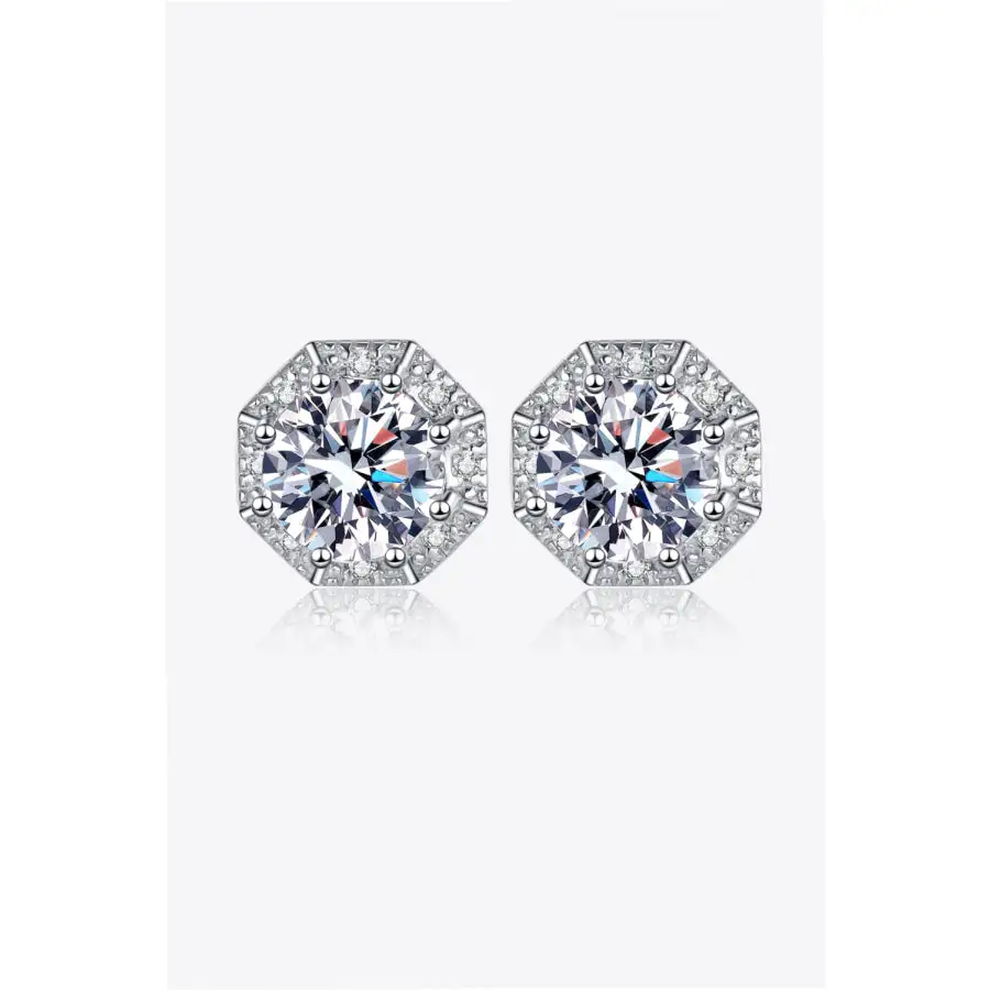Simple Moissanite Sterling Silver Stud Earrings