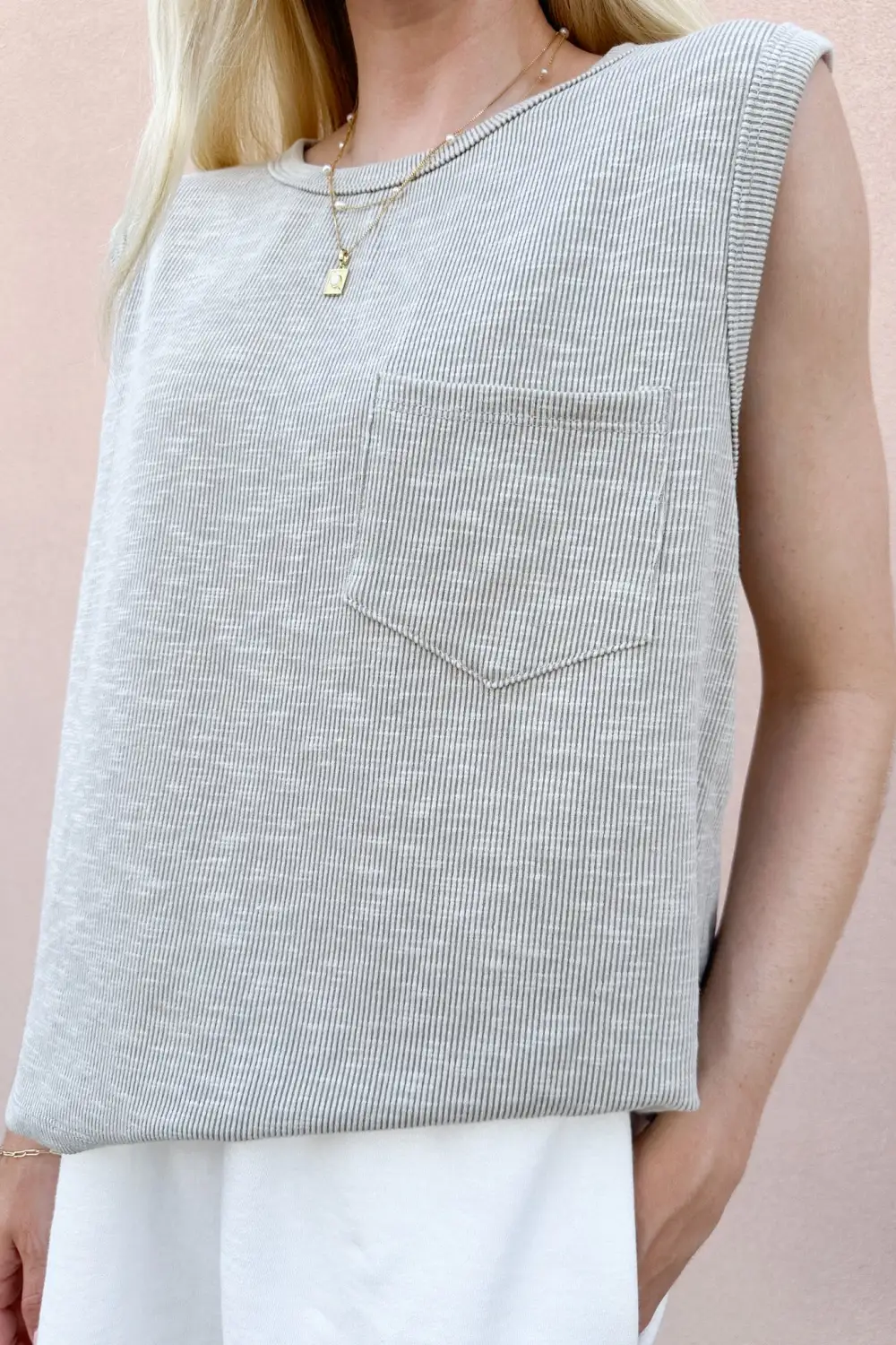 Boxy Fit Ribbed Sleeveless Top