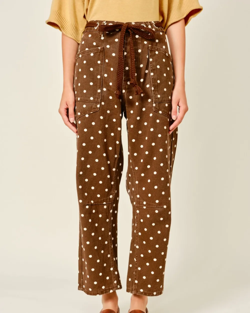 Eyelet Waist Barrel Pants