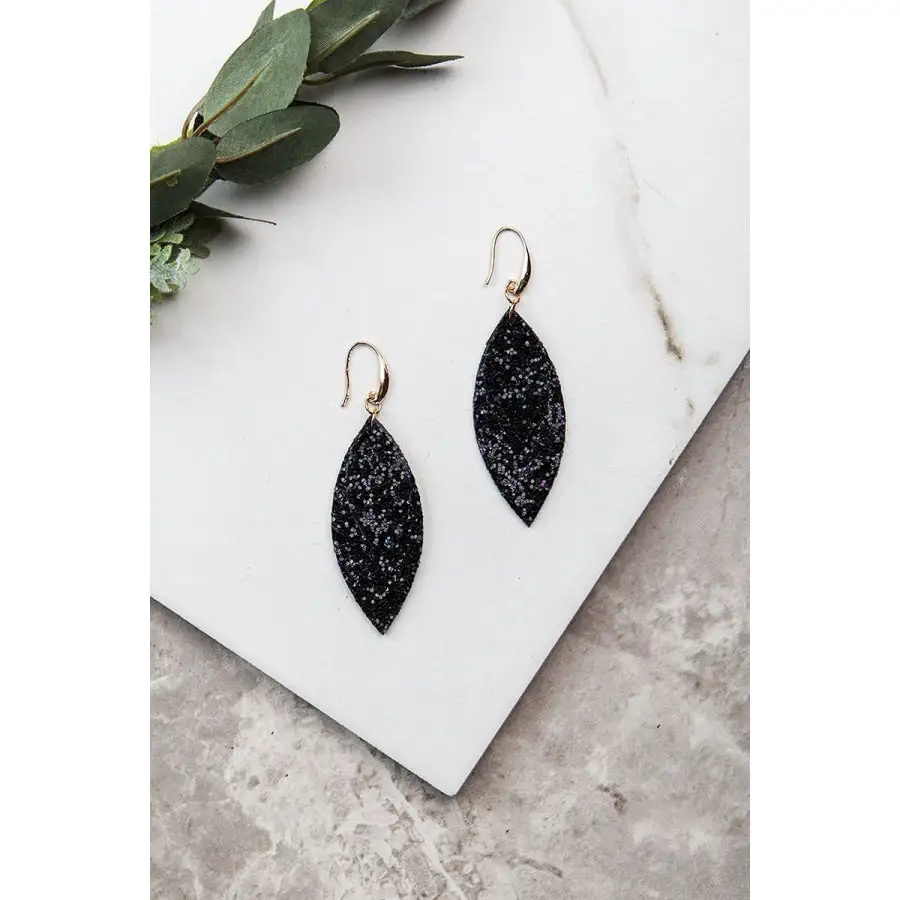 Layered Leaves Glitter Earrings Multiple Colours