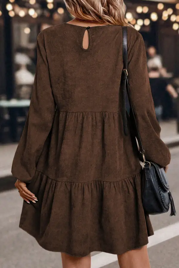 Wearable Cut Tiered Lantern Sleeve Mini Dress