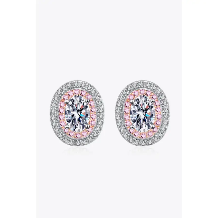 Platinum Plated Moissanite Stud Earrings