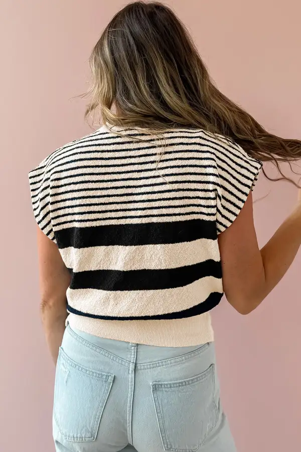 Striped Round Neck Sweater Vest