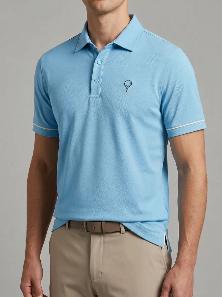 Golf-Ball Ball-On-Tee Embroidered Golf Polo Shirt