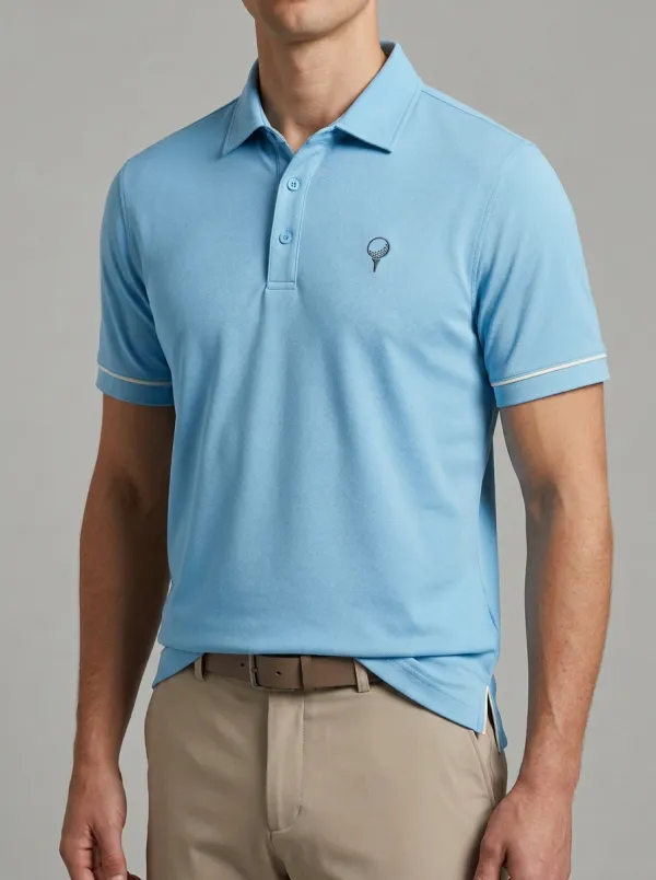 Golf-Ball Ball-On-Tee Embroidered Golf Polo Shirt