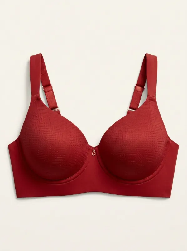 Women's Full-Coverage Seamless Geometric-Pattern Molded-Cup Bra