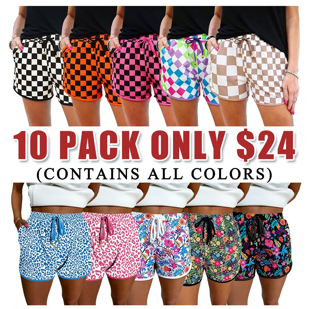 Women's Plaid Drawstring Elastic Waist Casual Shorts